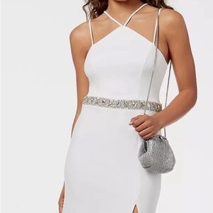 B. Darlin White Jeweled Waist Dress